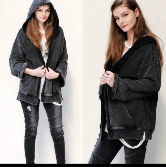 STILLS Cardigan Hoodie Open Front Navy Mineral Wash Cotton Sizes Sm Md & Lg NWT - Picture 5 of 11